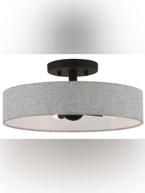 Livex Lighting 46147-04 Elmhurst 4 Light 14" Black Gray Semi-Flush Ceiling Light
